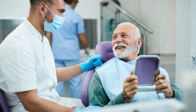 Senior talking to a dentist