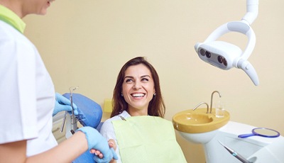 Dentist patient handshake