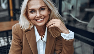 Woman smiling with veneers in Bartlesville