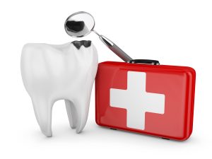 Illustration of a tooth and an emergency kit